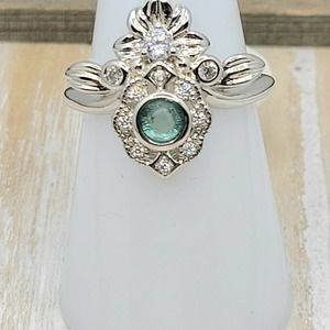 NWT $148 The Lillian Ring  Lab Created Pariba Topaz  Rhodium Plated  Sz8 RBP3248